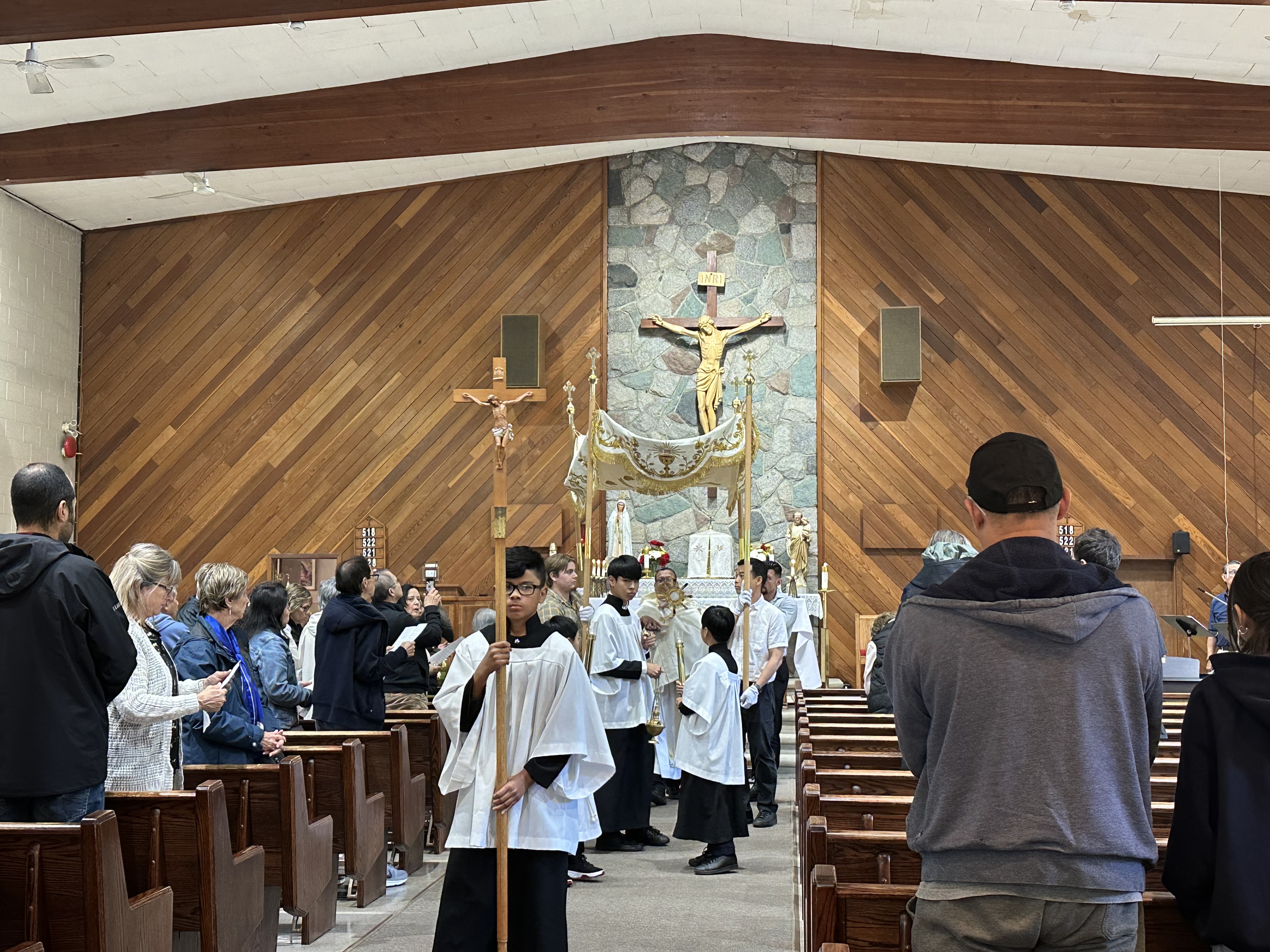 The Corpus Christi procession beginning inside St. Joseph Parish