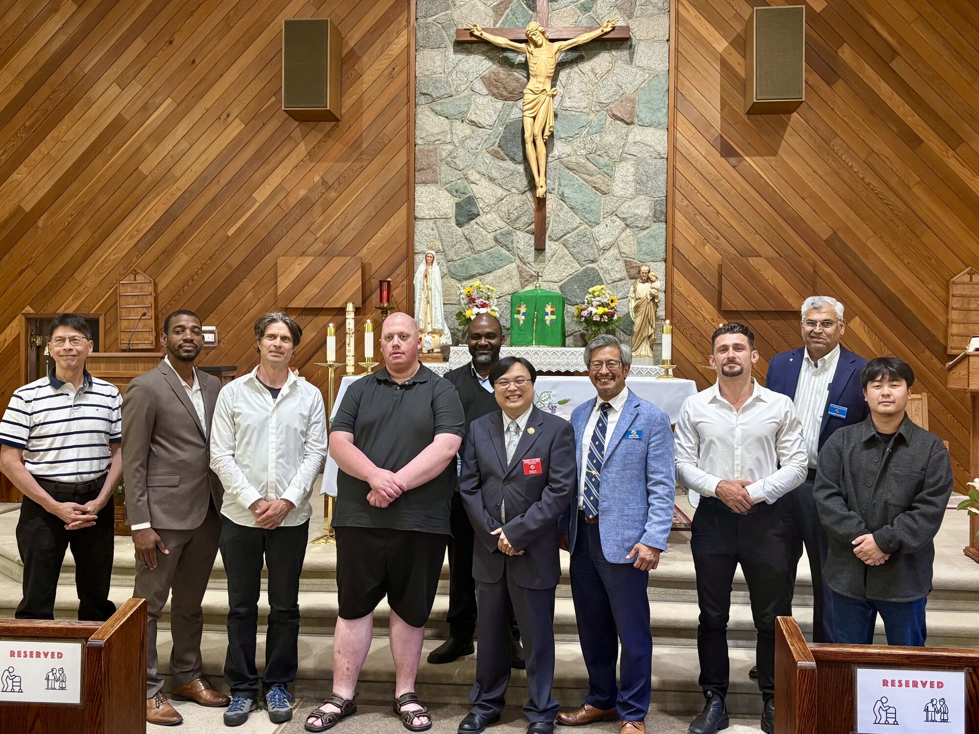 New members and brother Knights gathered after the Exemplification at St. Joseph Parish