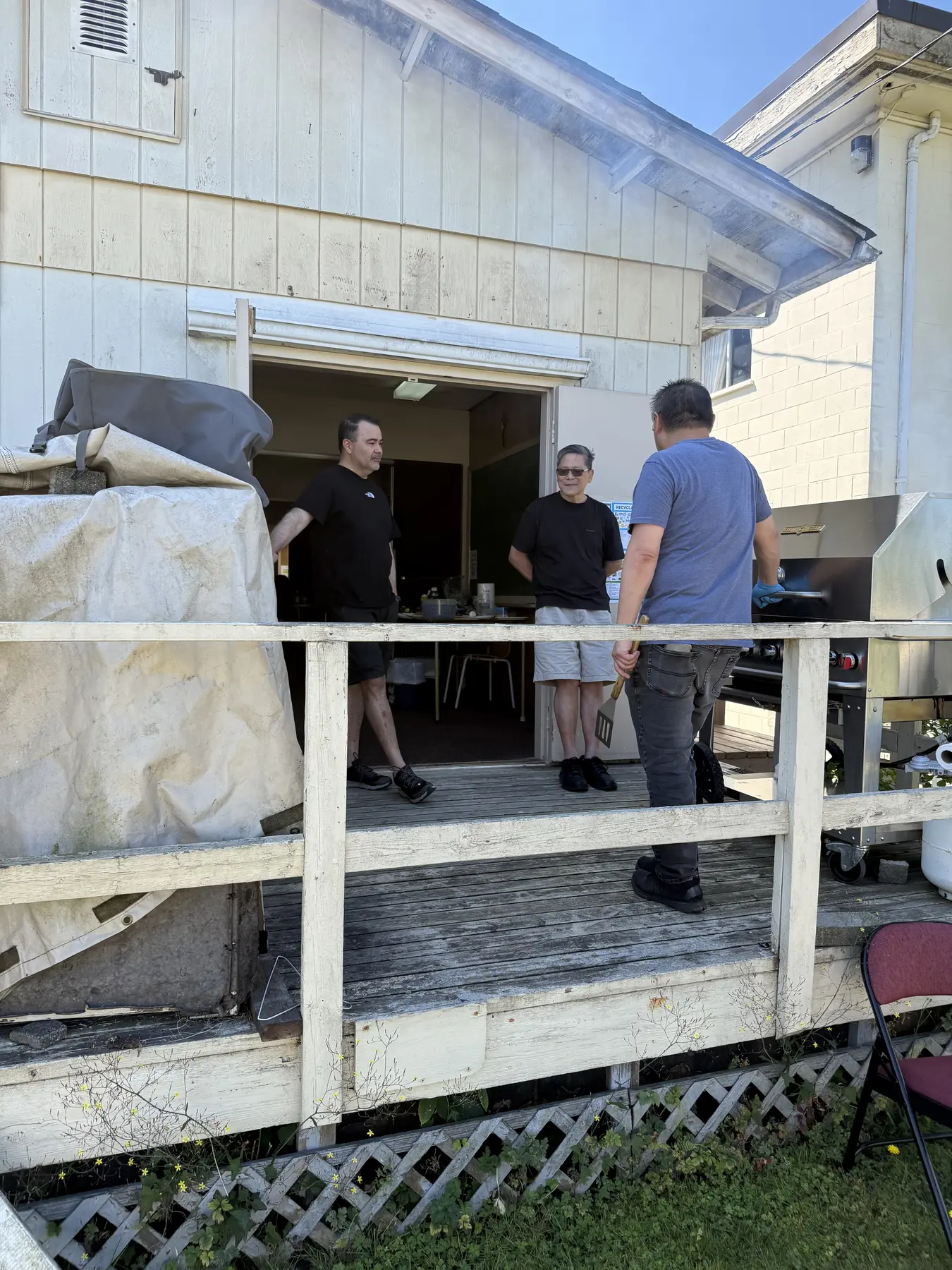 Knights and spouses gathered for a pleasant BBQ brunch at church